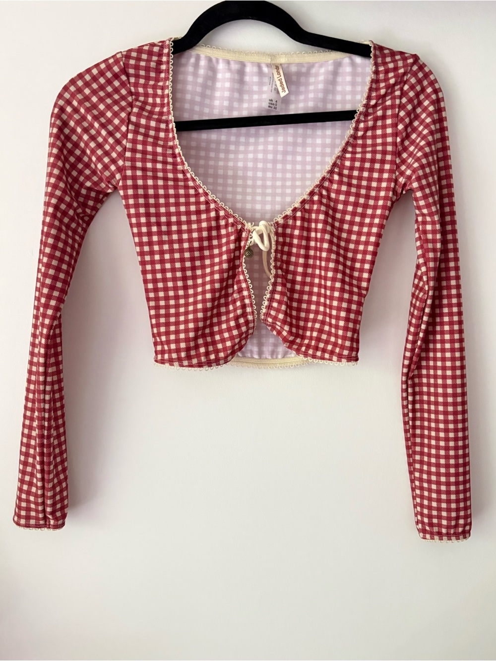 Jaded London Womens Freda Red Gingham Top Size 0 Coquette Tie Front NWOT
